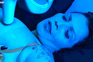 She passionately gives footjobs with her big natural tits.