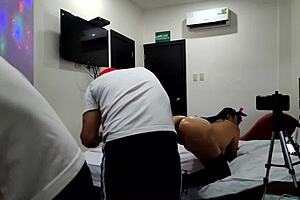 she teases her stepson before a steamy oil massage.