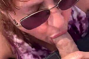 Nicebigddd sucks cock outdoors with natural tits and homemade cumshot