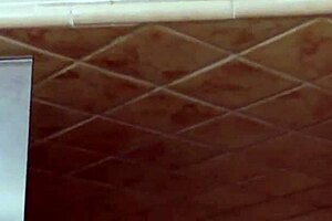 amazing brunette with sexy body took a shower in the bathroom