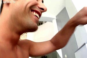 vinnie swallows cum in double penetration