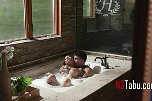 I got a creampie from my stepson's big cock in my shaved pussy.