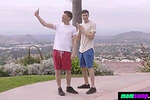 Desperate step moms in momswop get caught fucking sideways in taboo 4some by stepsons