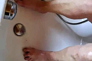 washing dirty feet in the bathtub, so relaxing