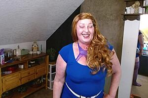 the redhaired business woman hired an escort for multiple cumshots in her mouth with roleplay and humiliation