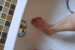 washing dirty feet in the bathtub, so relaxing