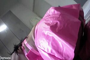 milf pov blowjob in fishnet and ankle boots, choking moaning for cum in mouth 😍