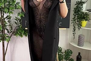 Sexual wellness bdsm session with fat ass teacher in glasses and see-through outfit. Beautiful big ass and shoes on display.