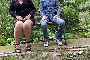 Step mom gives naughty gifts outdoors