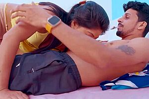 naughty husband tries to seduce his wife on the bed in their cozy home