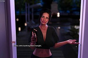 the stepson eyes his hot stepmom and stepsister in lingerie stockings