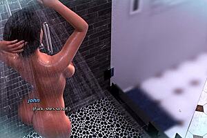 the stepson eyes his hot stepmom and stepsister in lingerie stockings