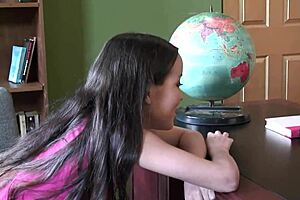 beautiful small asian girl in fishnets and lingerie gets licked and fucked by jenner on the bed with his big cock