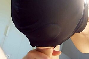 Pretty Masked Girl Gives Intense Blowjob To Neighbor, Licking Until He Cums In Close-Up