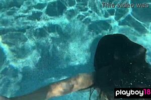 ana foxxx fingers her hairy black pussy naked under the water