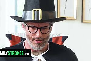 Stepdaughters Short Skirt a Thanksgiving Tease with Uncle and Group Fantasy