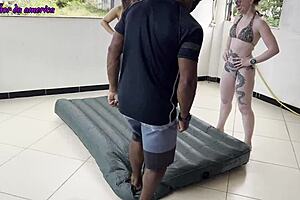 Wow, he did great helping those two whores, so they let him fuck them hard with orgasms and anal creampie!