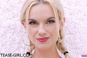 sweet blonde gets teased on sofa during casting interview with father in law and mother in law