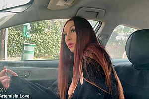 Artemisia Love enjoys a smoking fetish in the car