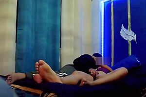 A beautiful brunette from university helps me relax in this clip.