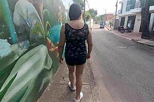 Madrastra Puta Latina's Giant Cameltoe and Marked Pussy in USA Streets