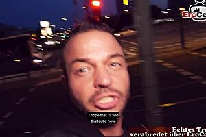 I meet a slim redhead German woman for POV sex in public.