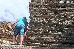 Anal creampie outdoors on our wild holiday