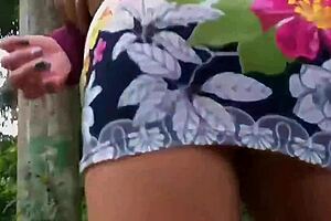 beautiful Latina MILF takes a walk in nature