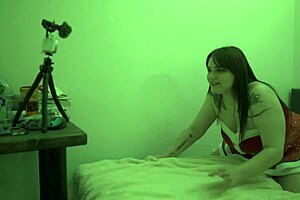 Feeling Excited During Amateur Porno Shoot With Vibrator Backstage