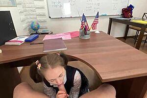 Sucked The Teacher's Dick And Let Him Cum Inside!