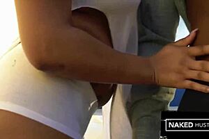 2 sexy black chicks from the midwest sucking on a black dick in miami