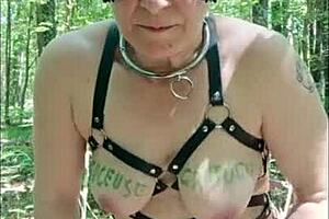 slave woman in forest dogging blowjob