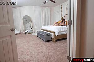 pervymother catches ginger cougar mom touching her big tits and pussy