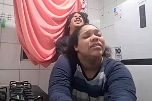 She teases with big nipples and striptease for submissive milf tits