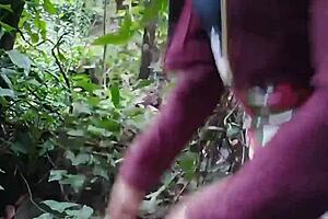 beautiful Latina MILF takes a walk in nature