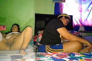 Mature Woman Masturbates While Stepsister Studies