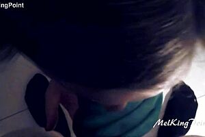 milking with plastic gloves for blowjob