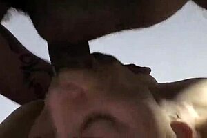 Dirty wife gives delicious blowjob to husband before bed, covered in cum