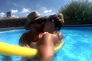 Pregnant MILF Shows Pool for Neighbors