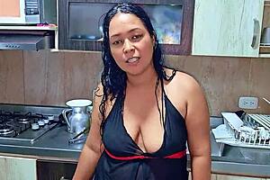 squirting orgasm in the kitchen in front of my stepson, horny stepmom here! 😈