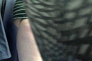 curvy woman in white panties tries on leggings in the fitting room