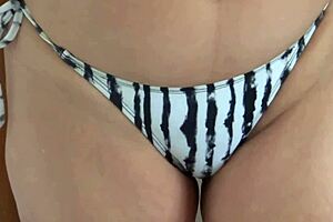 i cum in my stepmom's pussy, she puts on a bikini and shows off at the beach?