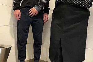 Curvy Step Mother Makes Step Son Cum in Public Toilet