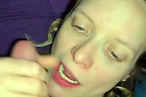 Milf receives facial after face fucking with ball licking and cumshot