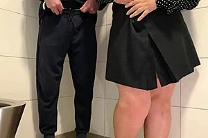 Curvy Step Mother Makes Step Son Cum in Public Toilet