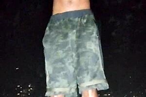 Park interview with mature woman during photoshoot