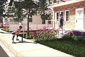 a wife and stepmother are out for a jog in the park