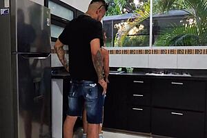 cooking delicious fuck with muscular guy