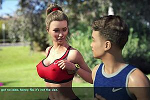 a wife and stepmother are out for a jog in the park