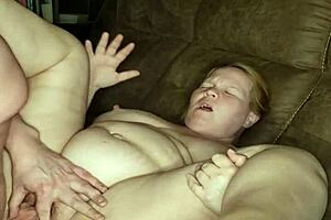 she's horny and wet from pregnancy wants fucking on the couch